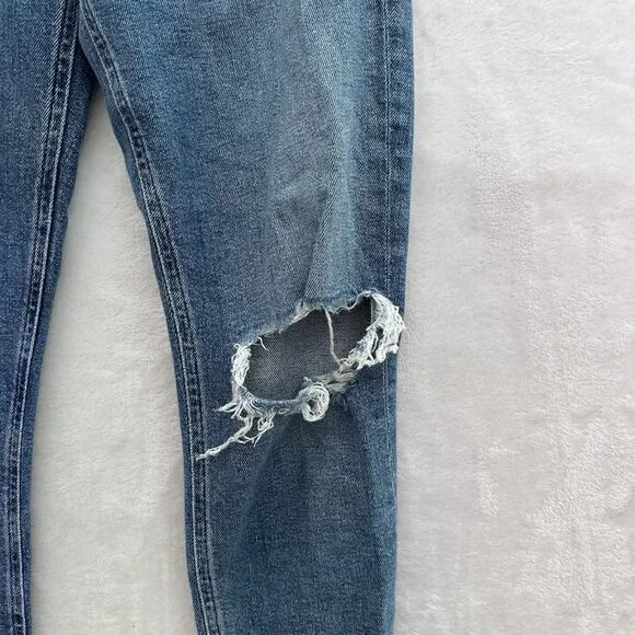 Agolde Nico Jeans Womens 27 (32x25) Blue High Rise Slim Straight Leg Distressed - Picture 8 of 10